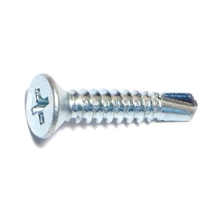 Midwest Fastener Self-Drilling Screw, #10 x 1 in, Zinc Plated Steel Flat Head Phillips Drive, 35 PK 931423